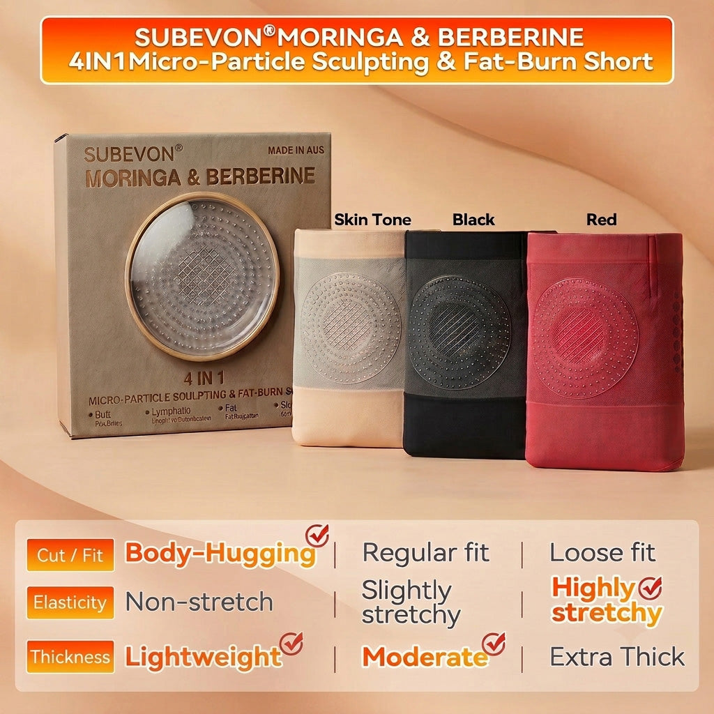 🎁SUBEVON® 2026 Edition Black Gold Luxury 4-in-1 Fat-Burning Shorts with Moringa, Berberine and Sculpting Micro-Particle Technology