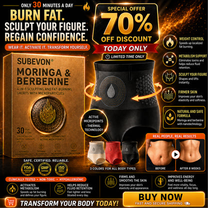 🎁SUBEVON® 2026 Edition Black Gold Luxury 4-in-1 Fat-Burning Shorts with Moringa, Berberine and Sculpting Micro-Particle Technology