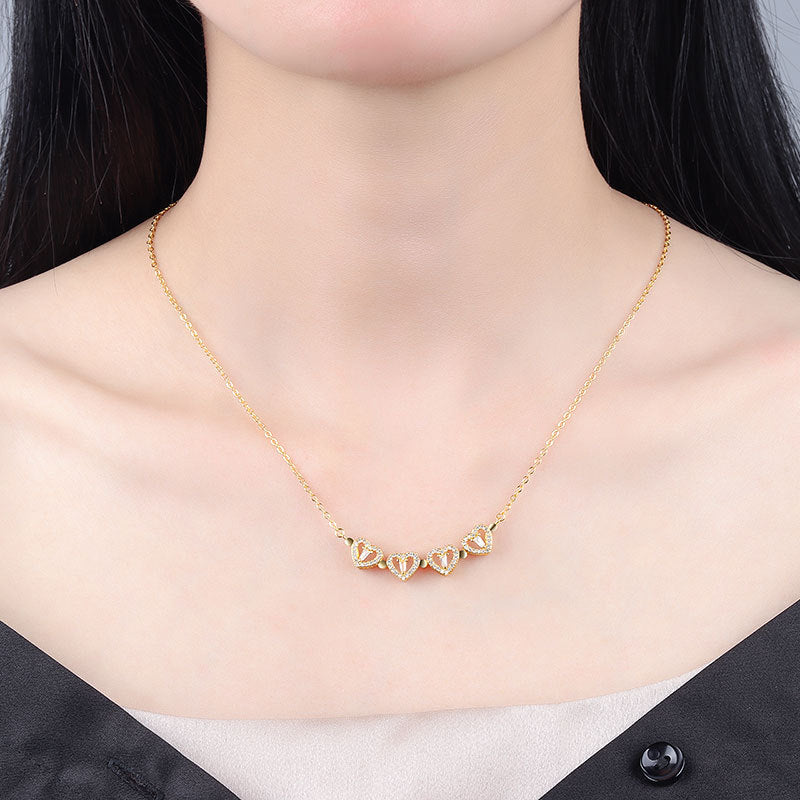 S925 Variety sterling silver sterling silver four leaf clover necklace a small love collarbone chain