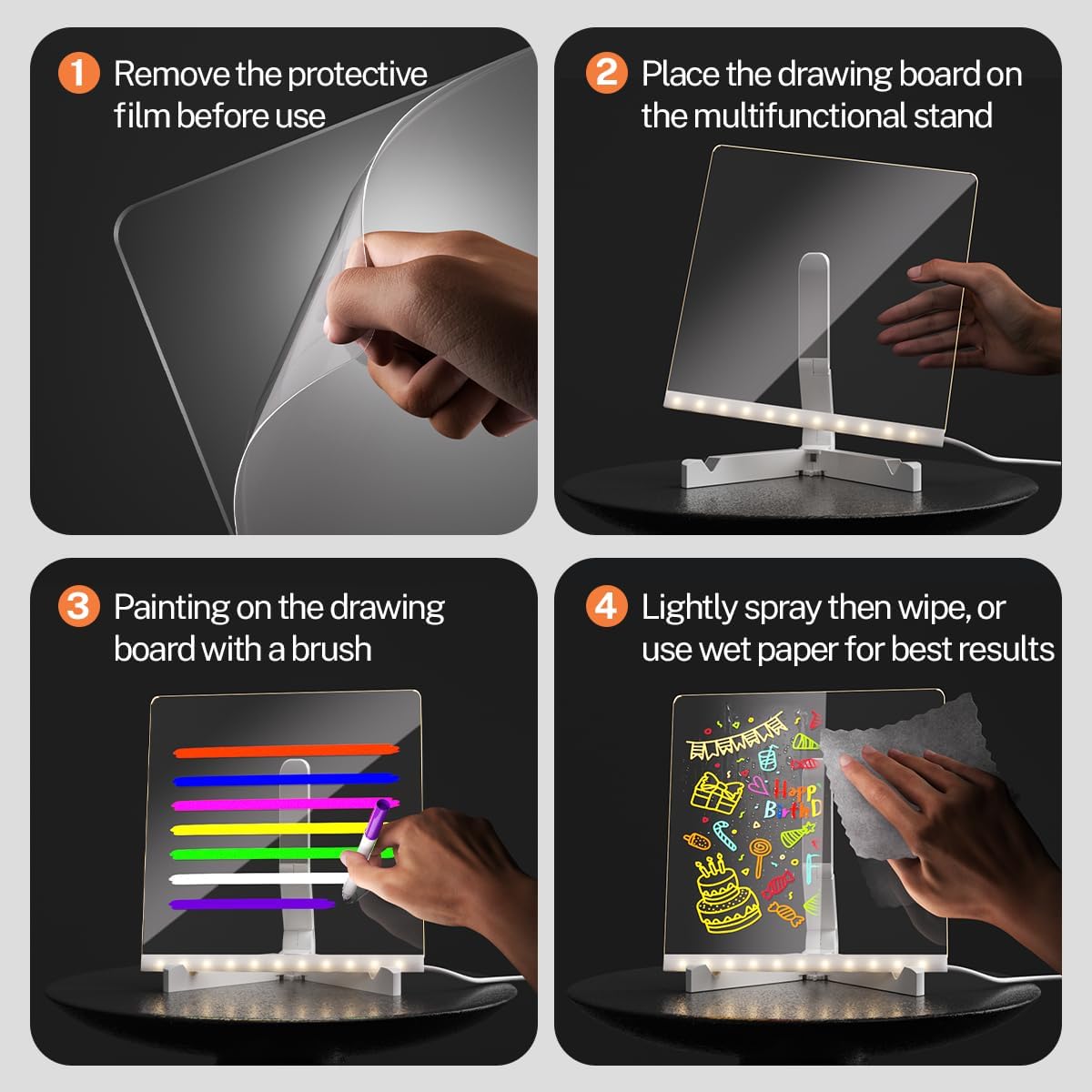 Kids LED Drawing Board 🎉 50% OFF Holiday Sale! ✨ Light-Up Acrylic Dry Erase Board for Creative Fun