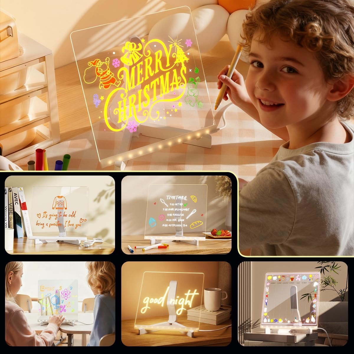 Kids LED Drawing Board 🎉 50% OFF Holiday Sale! ✨ Light-Up Acrylic Dry Erase Board for Creative Fun