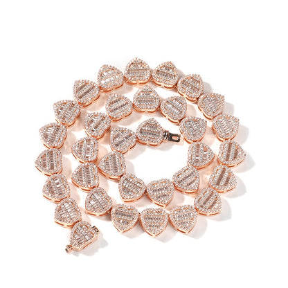 T-shaped Love Necklace Set with Zircon Hip Hop Personalized Fashion, Light Luxury, and Unique Design Necklace