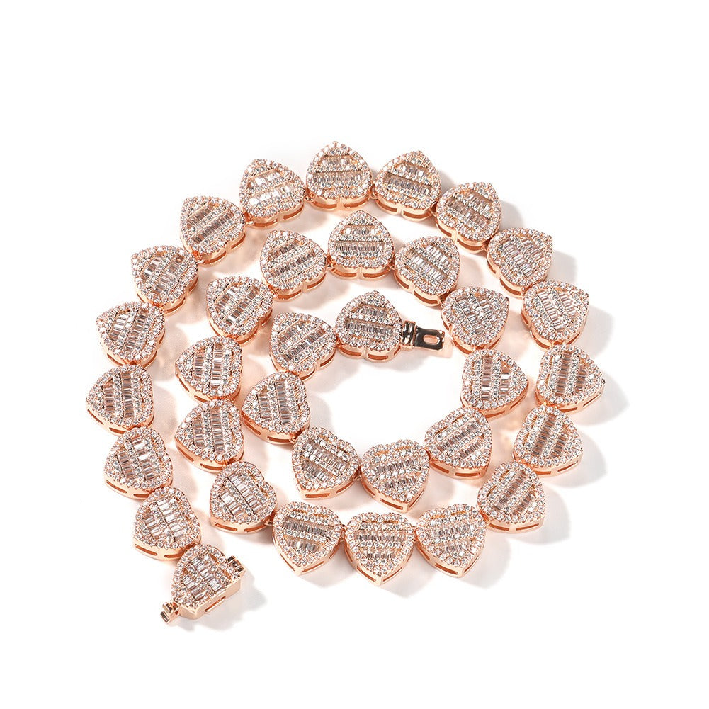 Rose Gold White Zirconia 16inch